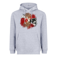 Heather Grey leopard cowhide Christmas plaid patches Heavyweight Hoodie - Jasminsmagicworld