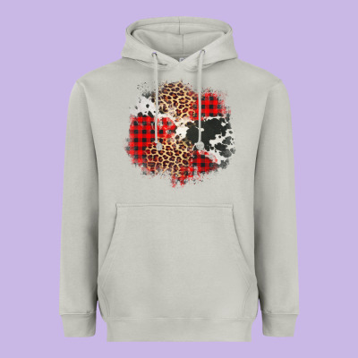Leopard Cowhide Christmas Plaid Patches Heavyweight Hoodie Designed By Jasminsmagicworld