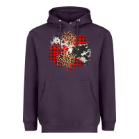 Plum leopard cowhide Christmas plaid patches Heavyweight Hoodie - Jasminsmagicworld