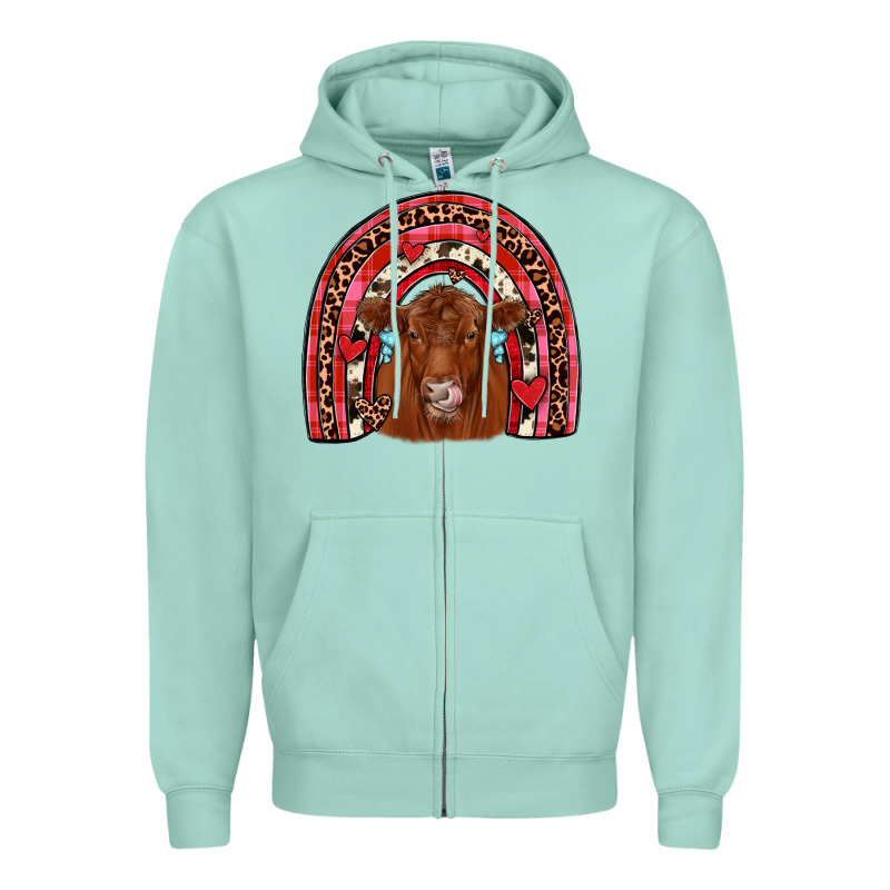 Valentines Red Angus Rainbow Zipper Hoodie by JahusDesignShop | Teevron