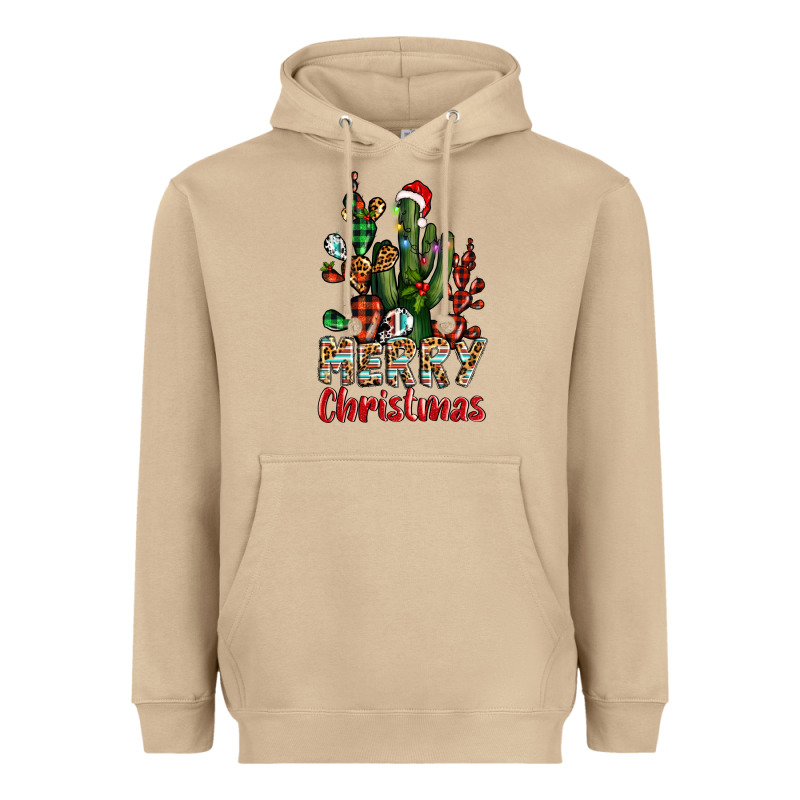 Merry Christmas Cactus Western Heavyweight Hoodie by BarkalooDesign | Teevron