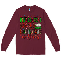 Burgundy gingerbread kisses and christmas wishes Long Sleeve Tee - FaDigitalArtStudio