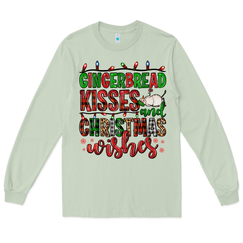 Gingerbread Kisses And Christmas Wishes Long Sleeve Tee by FaDigitalArtStudio | Teevron