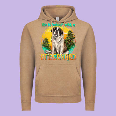 Life Is Better With A St.bernard Vintage Hoodie Designed By Texasbilliewilder