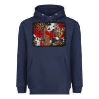 Navy distressed cowhide leopard christmas background Heavyweight Hoodie - Jasminsmagicworld