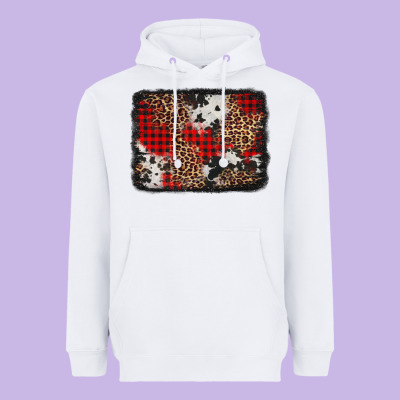 Distressed Cowhide Leopard Christmas Background Heavyweight Hoodie Designed By Jasminsmagicworld