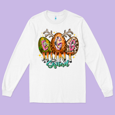 Egg Hunt Squad Long Sleeve Tee Designed By Racoondesign