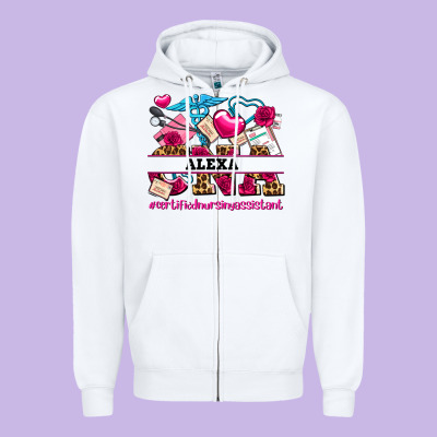 Costom Name Valentines Day Cna Certified Nursing Zipper Hoodie Designed By Adodesignshop