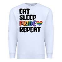 White eat sleep pride repeat Premium Sweatshirt - MaliasSmallBusiness