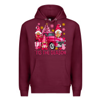 Burgundy Tis' the season pink Christmas gnomes truck Premium Hoodie - NancyCooperArtShop