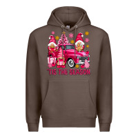 Coffee Tis' the season pink Christmas gnomes truck Premium Hoodie - NancyCooperArtShop