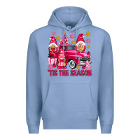 Colony Blue Tis' the season pink Christmas gnomes truck Premium Hoodie - NancyCooperArtShop