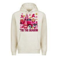 Oatmeal Heather Tis' the season pink Christmas gnomes truck Premium Hoodie - NancyCooperArtShop