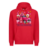 Red Tis' the season pink Christmas gnomes truck Premium Hoodie - NancyCooperArtShop