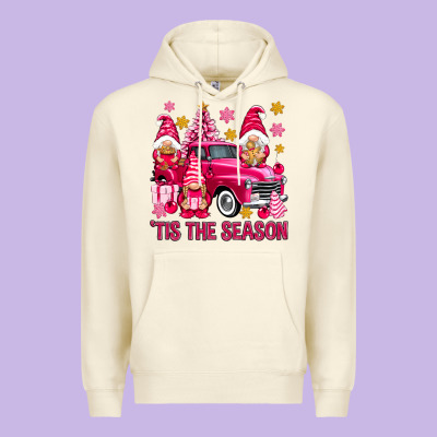 Tis' The Season Pink Christmas Gnomes Truck Premium Hoodie Designed By Nancycooperartshop