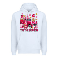 White Tis' the season pink Christmas gnomes truck Premium Hoodie - NancyCooperArtShop