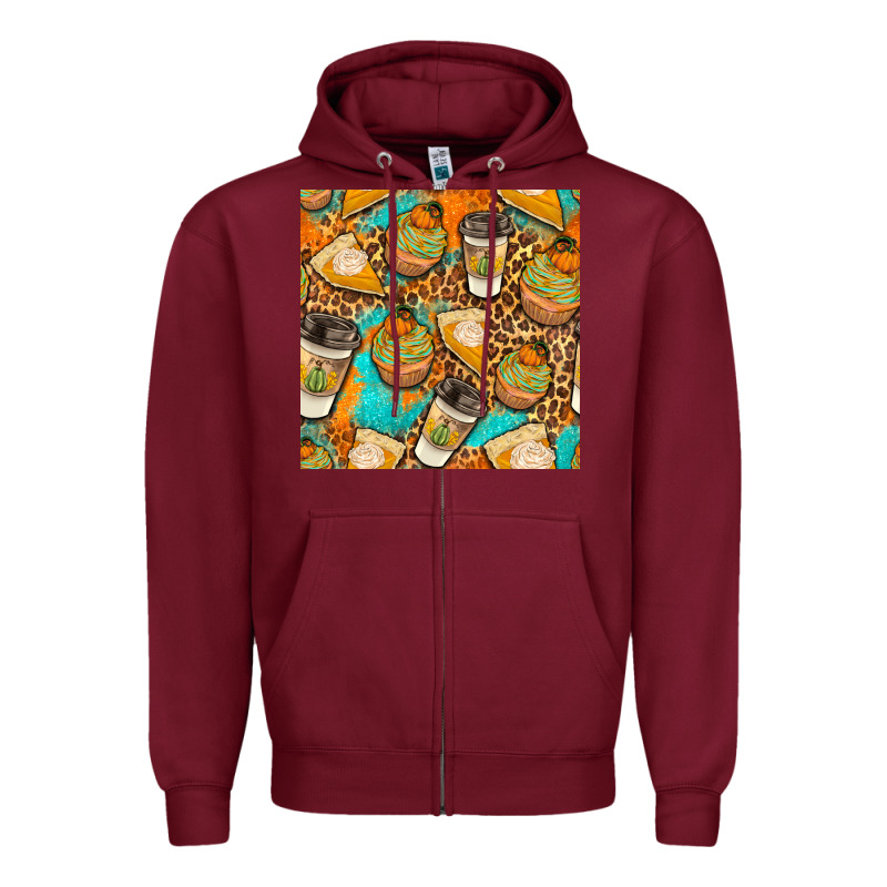 Autumn Cupcakes Seamless Pattern Zipper Hoodie by BundleAndBundleShop | Teevron