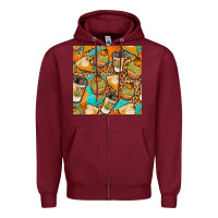 Burgundy autumn cupcakes seamless pattern Zipper Hoodie - BundleAndBundleShop