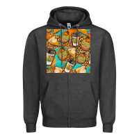 Charcoal Heather autumn cupcakes seamless pattern Zipper Hoodie - BundleAndBundleShop