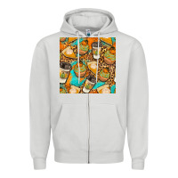 Dove Grey autumn cupcakes seamless pattern Zipper Hoodie - BundleAndBundleShop