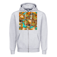 Heather Grey autumn cupcakes seamless pattern Zipper Hoodie - BundleAndBundleShop