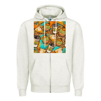 Oatmeal Heather autumn cupcakes seamless pattern Zipper Hoodie - BundleAndBundleShop