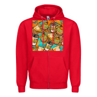 Red autumn cupcakes seamless pattern Zipper Hoodie - BundleAndBundleShop