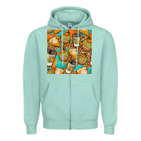 Seafoam autumn cupcakes seamless pattern Zipper Hoodie - BundleAndBundleShop