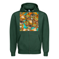 Sports Green autumn cupcakes seamless pattern Zipper Hoodie - BundleAndBundleShop
