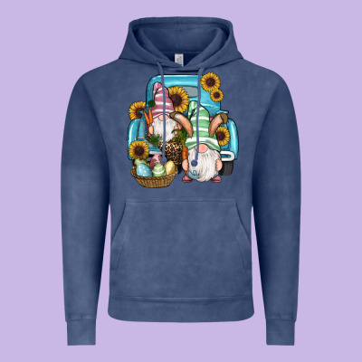 Vintage Hoodie Easter Gnomes Egg Sunflowers Truck