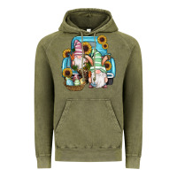 Vintage Olive Easter Gnomes Egg Sunflowers Truck Vintage Hoodie - RanaPortraitStore