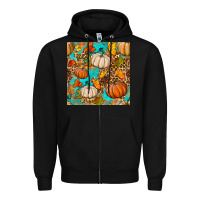 Black fall pumpkin seamless pattern Zipper Hoodie - BundleAndBundleShop