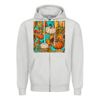 Dove Grey fall pumpkin seamless pattern Zipper Hoodie - BundleAndBundleShop