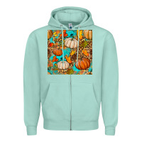 Seafoam fall pumpkin seamless pattern Zipper Hoodie - BundleAndBundleShop