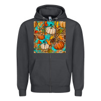 Smoke fall pumpkin seamless pattern Zipper Hoodie - BundleAndBundleShop