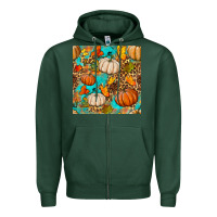 Sports Green fall pumpkin seamless pattern Zipper Hoodie - BundleAndBundleShop