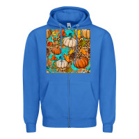 True Royal fall pumpkin seamless pattern Zipper Hoodie - BundleAndBundleShop