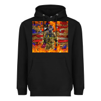 Black Western Firefighter With American Heavyweight Hoodie - LillyAllenDesigns