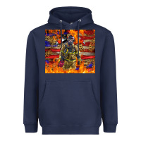 Navy Western Firefighter With American Heavyweight Hoodie - LillyAllenDesigns