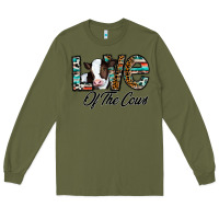 Army Green love of the cows Long Sleeve Tee - CowhideDigitalArt