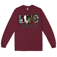 Burgundy love of the cows Long Sleeve Tee - CowhideDigitalArt
