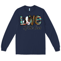 Navy love of the cows Long Sleeve Tee - CowhideDigitalArt
