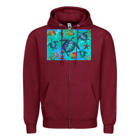 Burgundy Turtle Seashells Starfish Zipper Hoodie - Artiststas