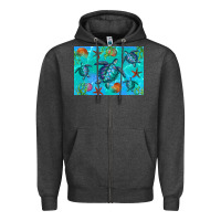 Charcoal Heather Turtle Seashells Starfish Zipper Hoodie - Artiststas