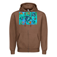 Chestnut Turtle Seashells Starfish Zipper Hoodie - Artiststas