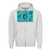 Dove Grey Turtle Seashells Starfish Zipper Hoodie - Artiststas