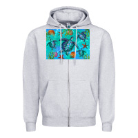 Heather Grey Turtle Seashells Starfish Zipper Hoodie - Artiststas
