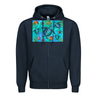 Navy Turtle Seashells Starfish Zipper Hoodie - Artiststas