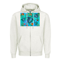 Oatmeal Heather Turtle Seashells Starfish Zipper Hoodie - Artiststas