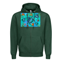 Sports Green Turtle Seashells Starfish Zipper Hoodie - Artiststas